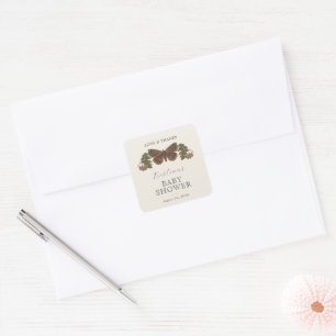 Woodland Botanical Gender Neutral Baby Shower Square Sticker