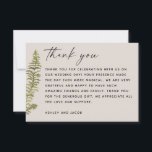 Woodland Botanical Wedding | Elegant Forest Fern Thank You Card<br><div class="desc">Express your gratitude with this woodland botanical wedding thank you card, featuring hand painted fern greenery and soft warm taupe background that capture the calm beauty of the forest. The minimalist design and elegant typography bring a refined natural charm - perfect for forest, garden, or outdoor weddings in any season....</div>