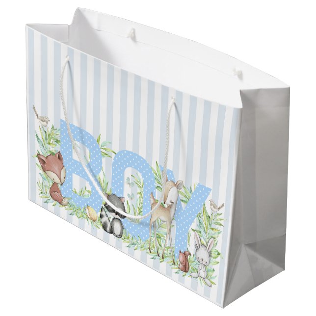 Woodland Boy Baby Shower Large Gift Bag (Back Angled)