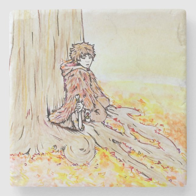 Woodland boy stone coaster (Front)