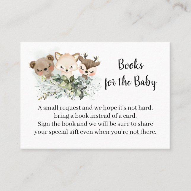 Woodland Bring a book Baby Shower insert card (Front)