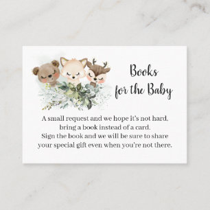 Woodland Bring a book Baby Shower insert card