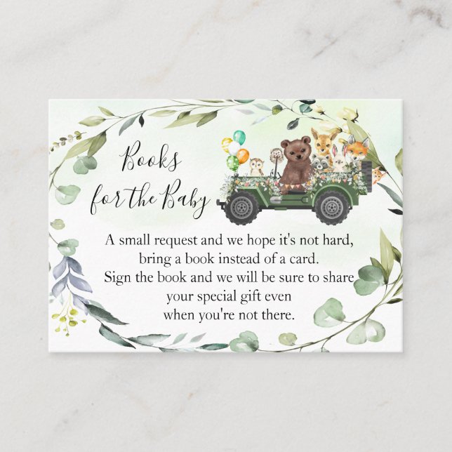 Woodland Bring a book Baby Shower insert card (Front)