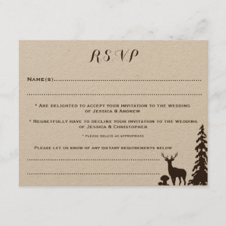 Woodland Brown Kraft Customized Wedding RSVP Card