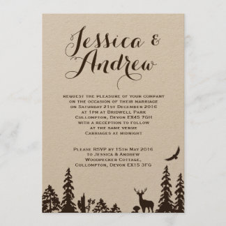 Woodland Brown Kraft Wedding Invitation