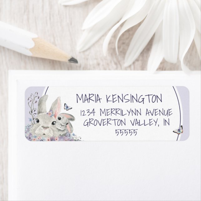 Woodland Bunnies Floral Purple Girl Baby Shower (Insitu)