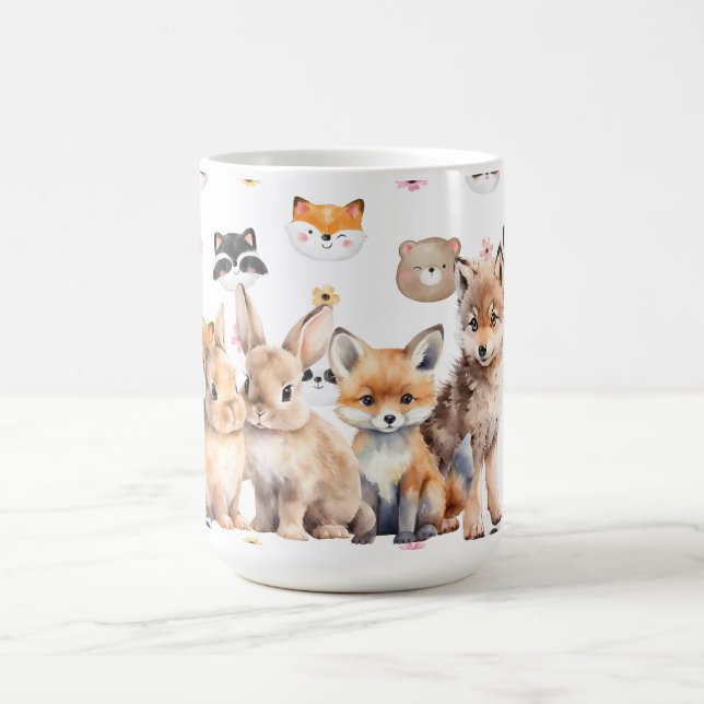 Woodland Bunnies Fox Wolf Coffee Mug (Center)