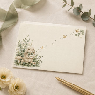 Woodland Bunny Baby Shower Envelope Eucalyptus