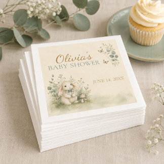 Woodland Bunny Baby Shower Paper Napkins