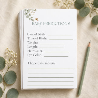 Woodland Bunny Baby Shower Predictions Game Sheets