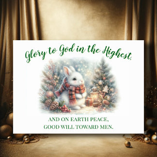 Woodland Bunny Christian Scripture Verse Christmas Holiday Card