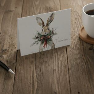 Woodland Bunny Christmas Thank You Card