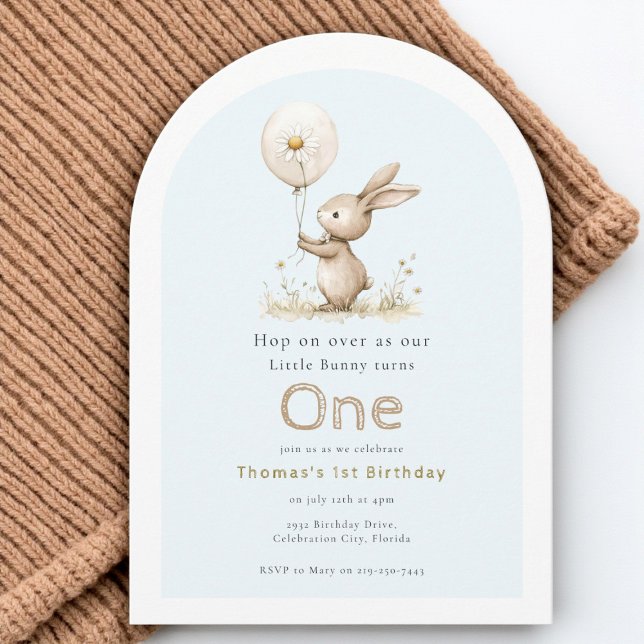 Woodland Bunny First Birthday Arch Invitation (Creator Uploaded)