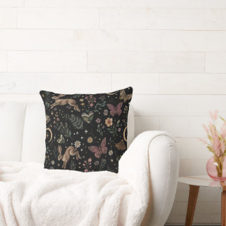 Woodland Bunny Floral Moth Celestial Pattern | Cot Cushion