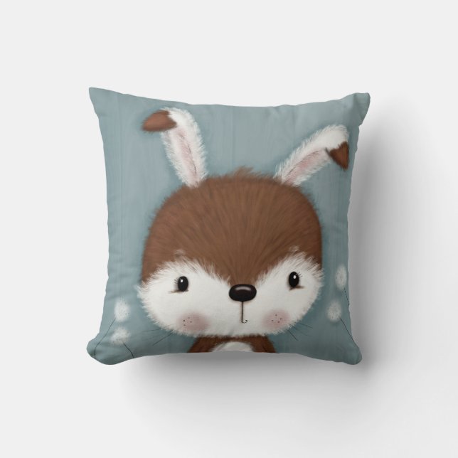 Woodland Bunny Portrait Cushion (Front)