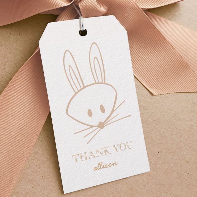 Woodland Bunny Rabbit Custom Gift Tags (Woodland bunny thank you favor gift tag.)