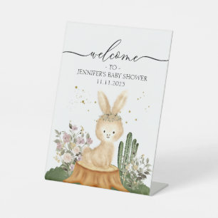 Woodland Bunny Rabbit Welcome Baby Shower Pedestal Sign