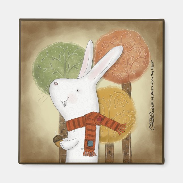 Woodland Bunny with Acorn Magnet (Front)