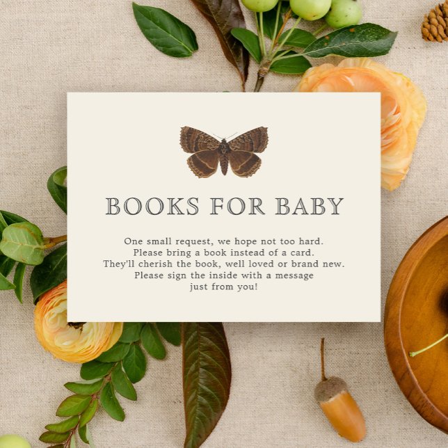 Woodland Butterfly Books for Baby Shower  Enclosure Card (Creator Uploaded)
