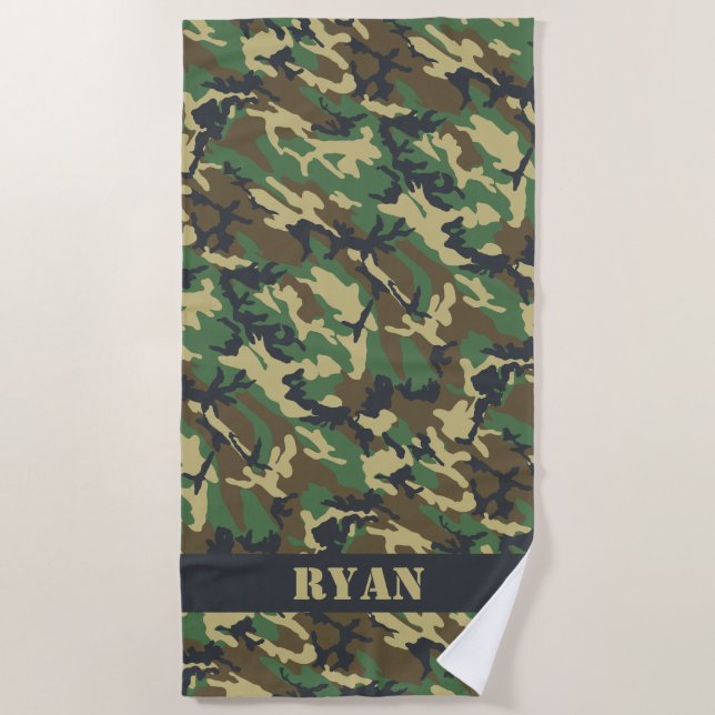 Woodland Camo Beach Towel (Front)