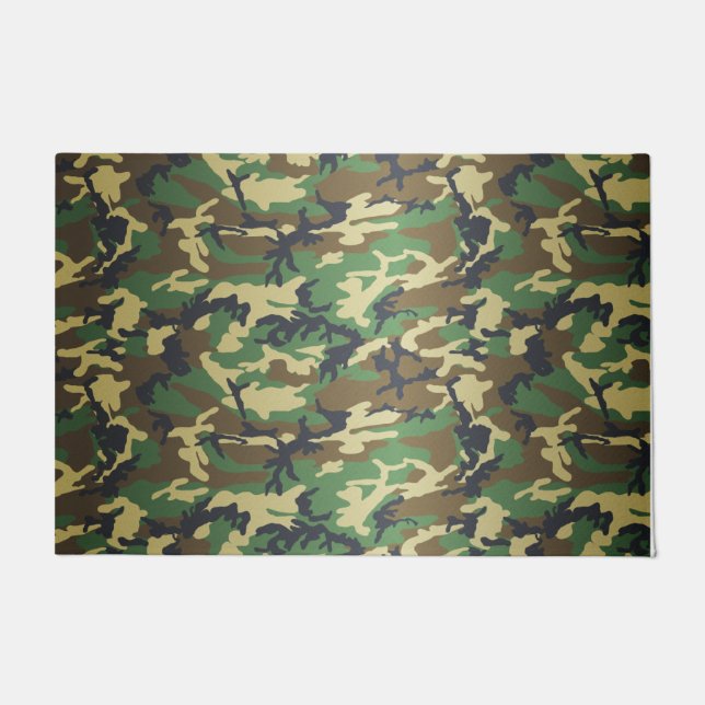 Woodland Camo Camouflage Pattern Doormat (Front)