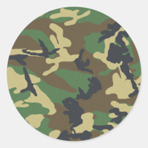Woodland Camo Classic Round Sticker