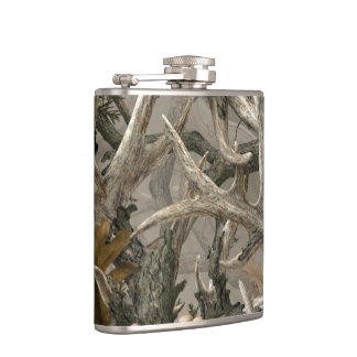 Woodland camo deer antler hip flask