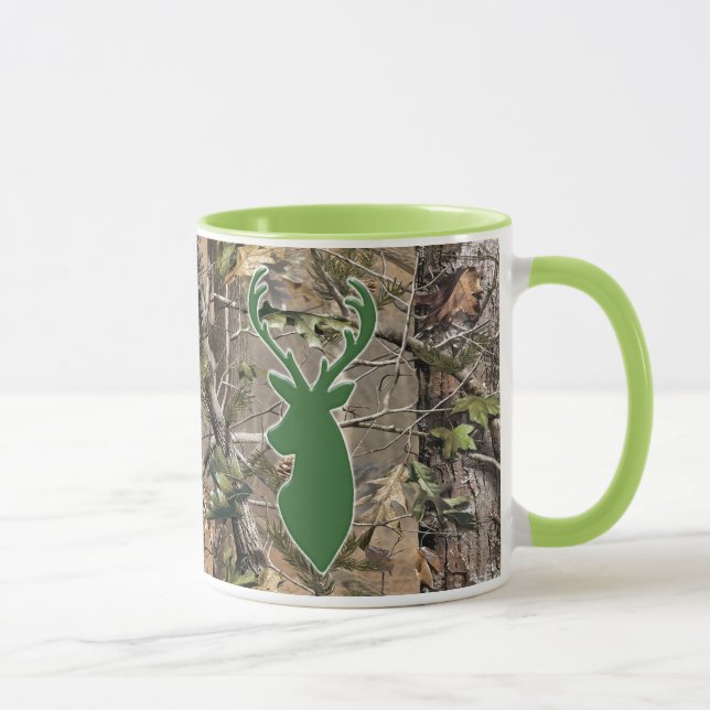 Woodland camo green deer head mug (Right)