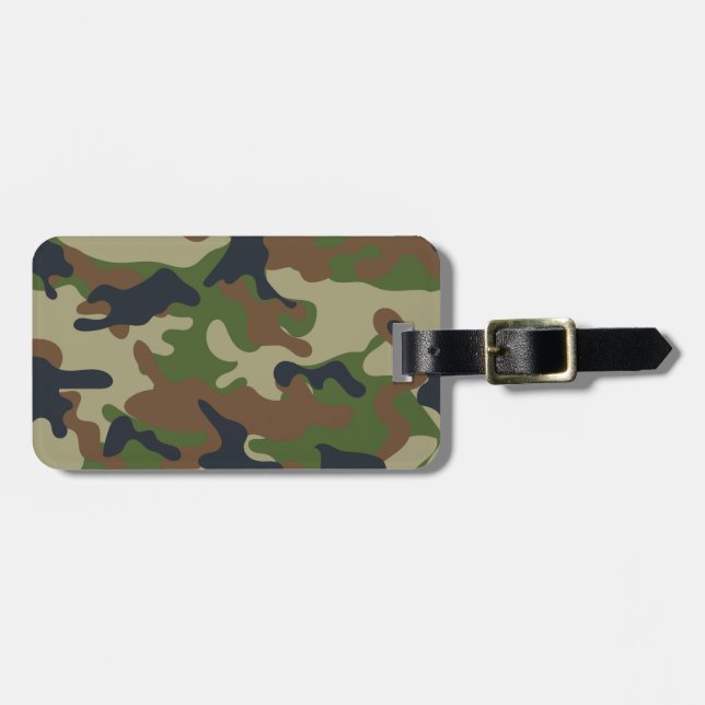 Woodland Camo Luggage Tag (Front Horizontal)