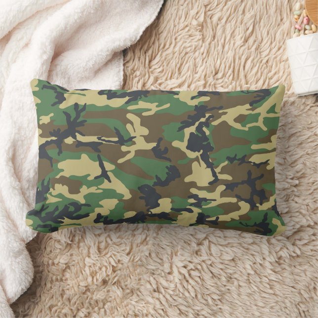 Woodland Camo Lumbar Cushion (Blanket)