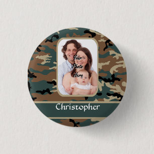 Woodland camo pattern 3 cm round badge