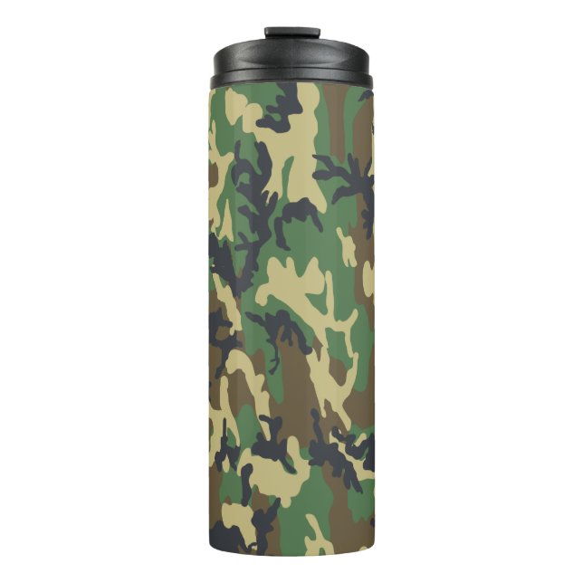 Woodland Camo Pattern Travel Mug (Front)