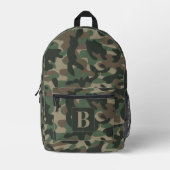 Woodland Camo Personalised Monogram Camouflage Printed Backpack (Front)