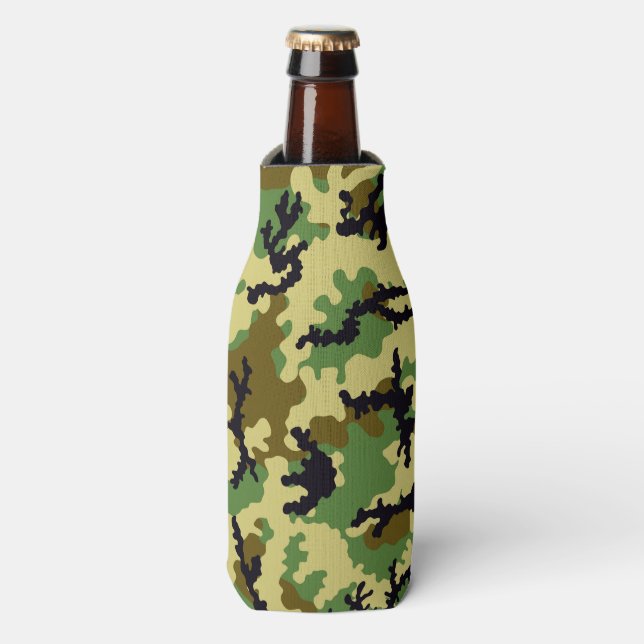 Woodland camouflage bottle cooler (Bottle Front)