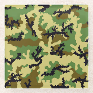 Woodland camouflage glass coaster