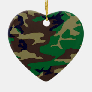 Woodland Camouflage Heart Ceramic Tree Decoration