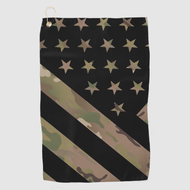 Woodland Camouflage I Flag Golf Towel (Front)