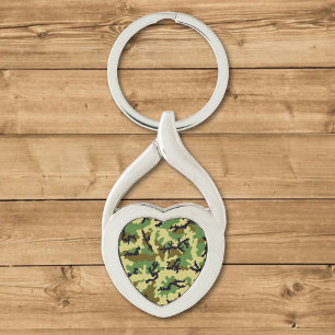 Woodland camouflage key ring