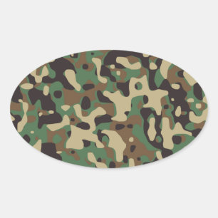 Woodland Camouflage Oval Sticker