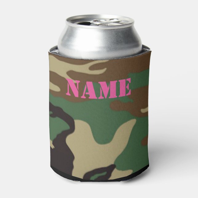 Woodland Camouflage ~ Personalised Name / Initials Can Cooler (Can Front)