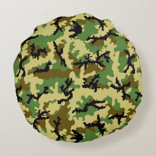 Woodland camouflage round cushion