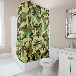 Woodland camouflage shower curtain