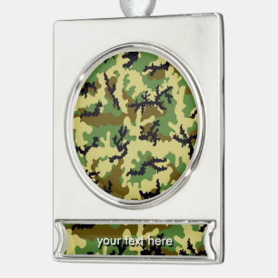 Woodland camouflage silver plated banner ornament