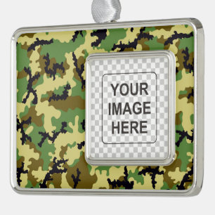 Woodland camouflage silver plated framed ornament