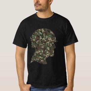 Woodland Camouflage Soldier With Helmet T-Shirt