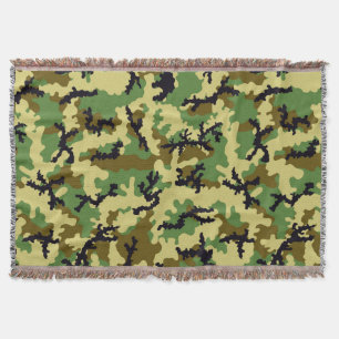 Woodland camouflage throw blanket