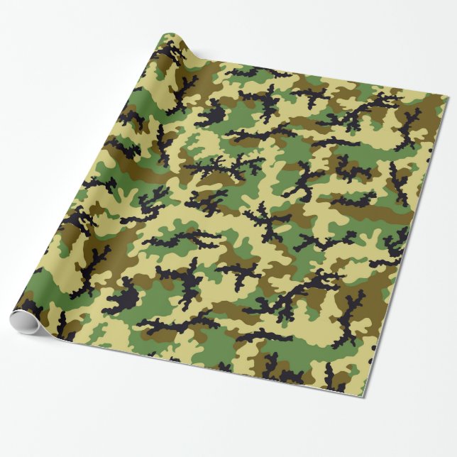 Woodland camouflage wrapping paper (Unrolled)