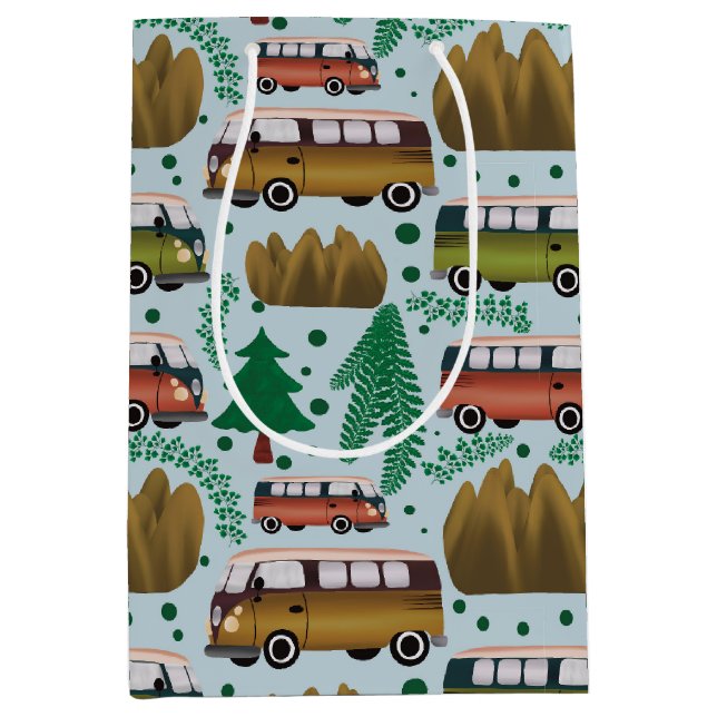 Woodland Camper Blue Medium Gift Bag (Front)