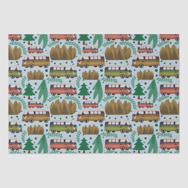 Woodland Camper Blue Tissue Paper (Front)