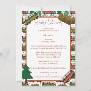 Woodland Camper Neutral Baby Shower  Invitation